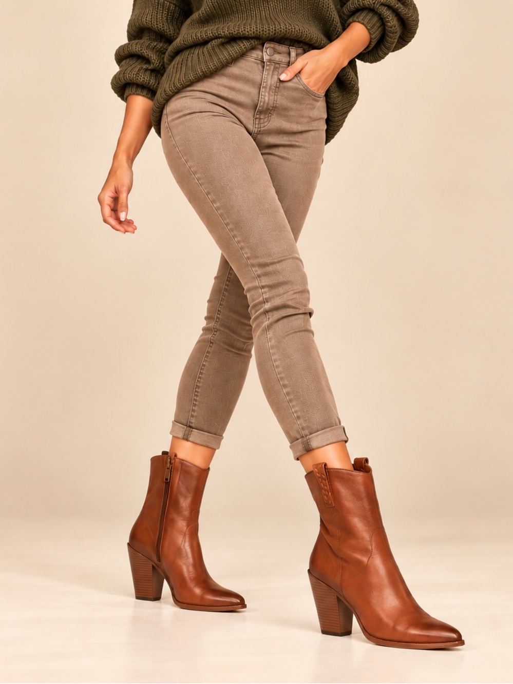 Sam Edelman Agnes Western Boots Warm Copper Leather Size 9 Pointed Toe